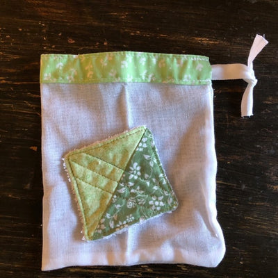 10 Handmade Cotton Bamboo Wipes with Cotton Muslin Bag